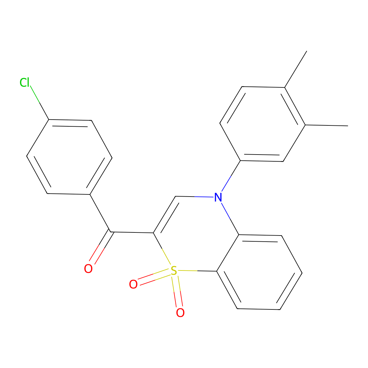 (4-chlorophenyl)[4-(3,4-dimethylphenyl)-1,1-dioxido-4H-1,4-benzothiazin-2-yl]methanone molecular structure, CAS 1114653-54-1