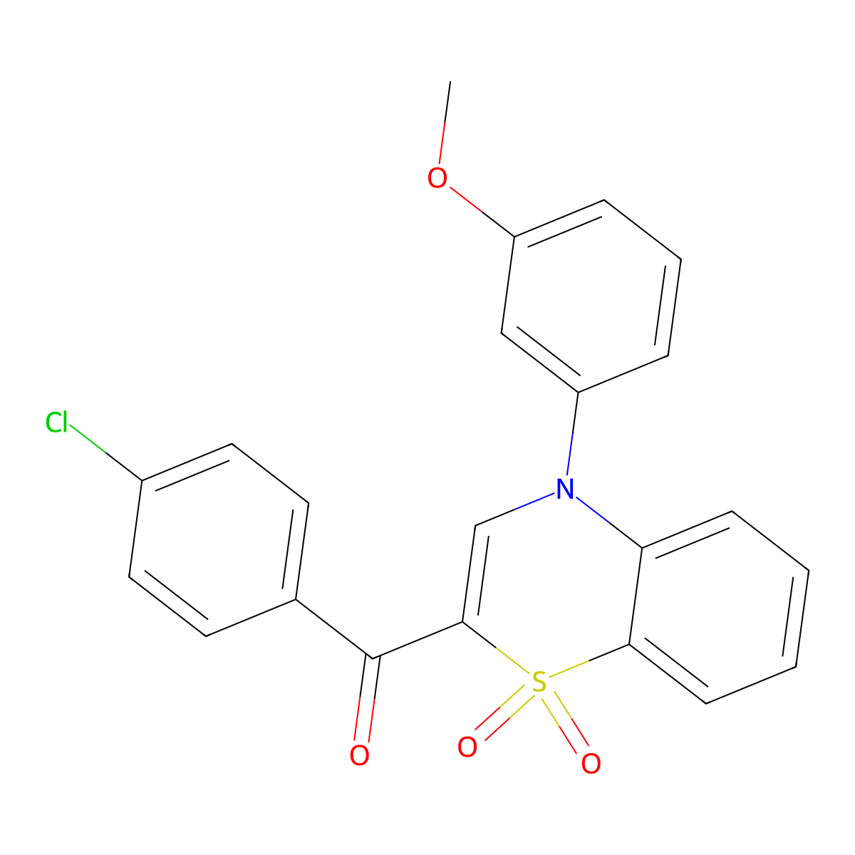 (4-chlorophenyl)[4-(3-methoxyphenyl)-1,1-dioxido-4H-1,4-benzothiazin-2-yl]methanone molecular structure, CAS 1114653-60-9