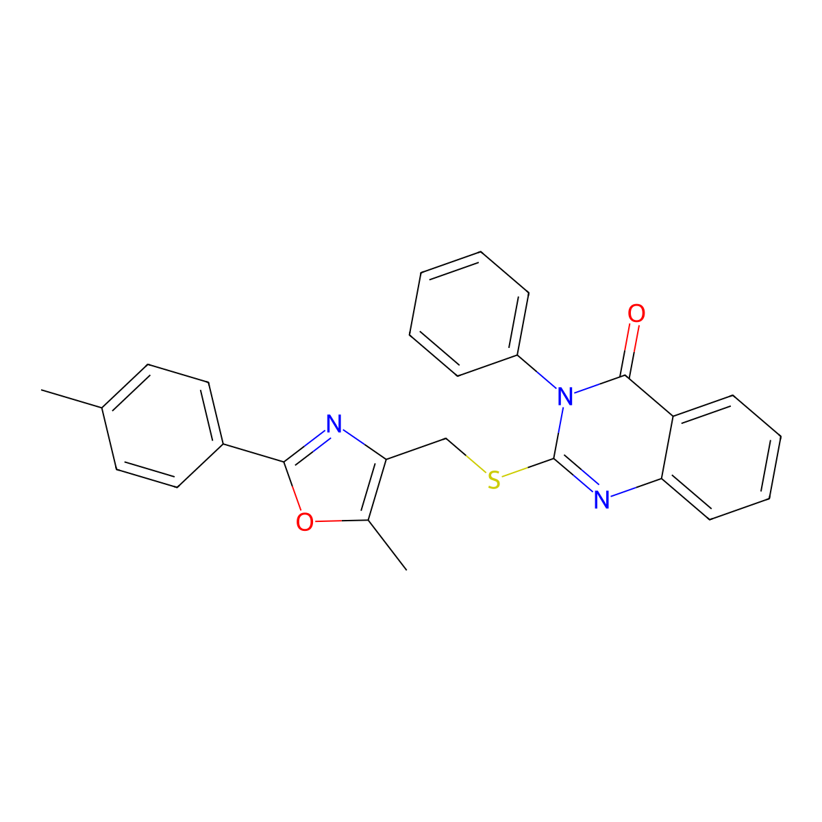 2-(((5-methyl-2-(p-tolyl)oxazol-4-yl)methyl)thio)-3-phenylquinazolin-4(3H)-one molecular structure, CAS 1114653-73-4