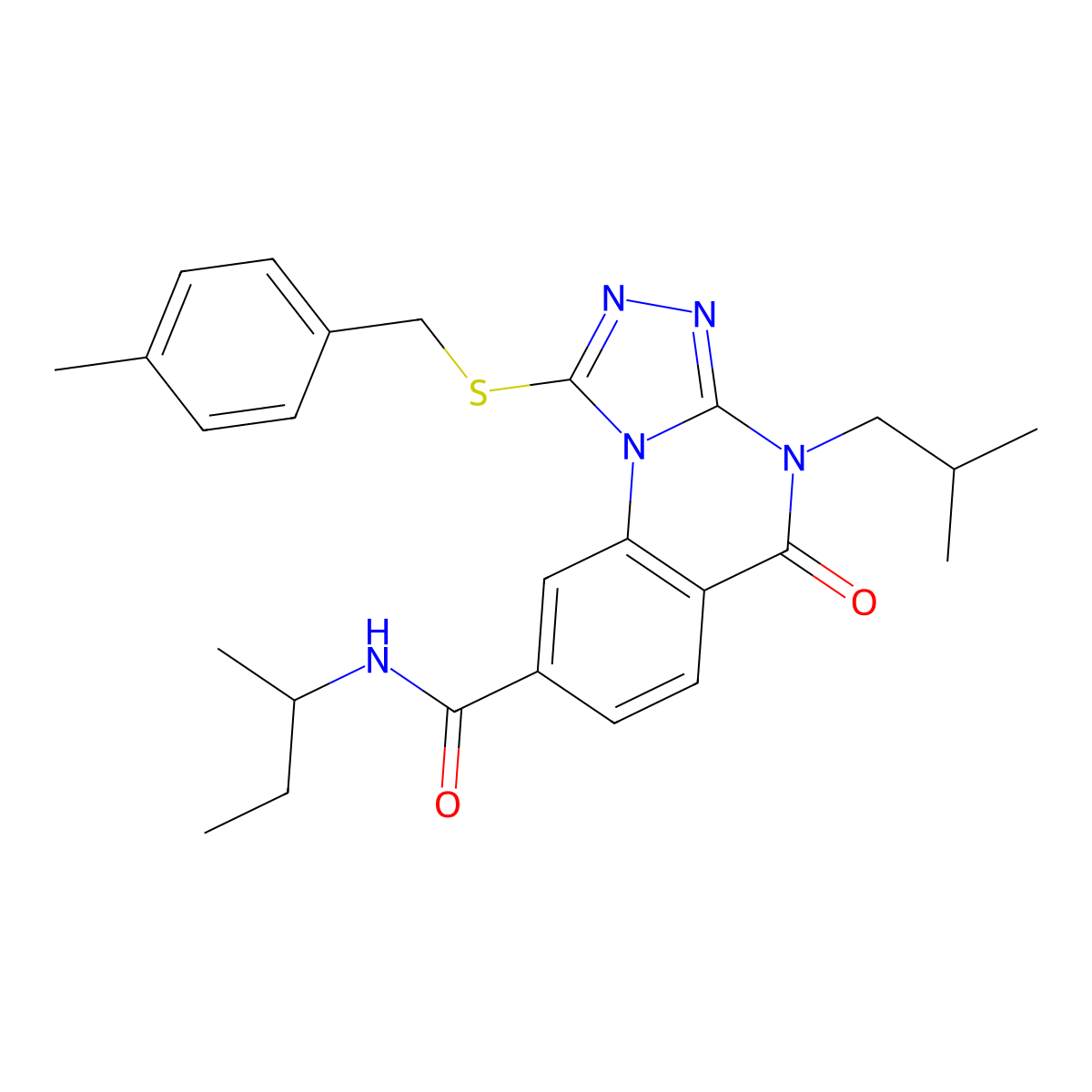 N-(sec-butyl)-4-isobutyl-1-((4-methylbenzyl)thio)-5-oxo-4,5-dihydro-[1,2,4]triazolo[4,3-a]quinazoline-8-carboxamide molecular structure, CAS 1114653-74-5