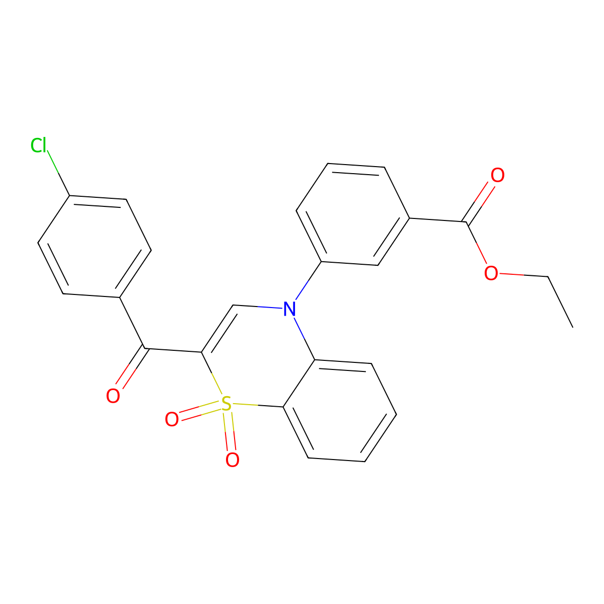 ethyl 3-[2-(4-chlorobenzoyl)-1,1-dioxido-4H-1,4-benzothiazin-4-yl]benzoate molecular structure, CAS 1114653-78-9