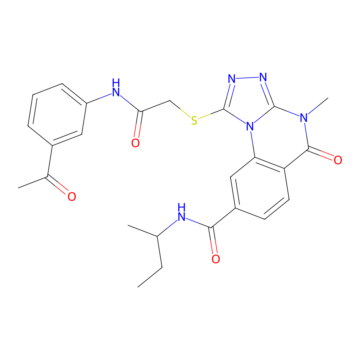1-({[(3-acetylphenyl)carbamoyl]methyl}sulfanyl)-N-(butan-2-yl)-4-methyl-5-oxo-4H,5H-[1,2,4]triazolo[4,3-a]quinazoline-8-carboxamide molecular structure, CAS 1114653-86-9