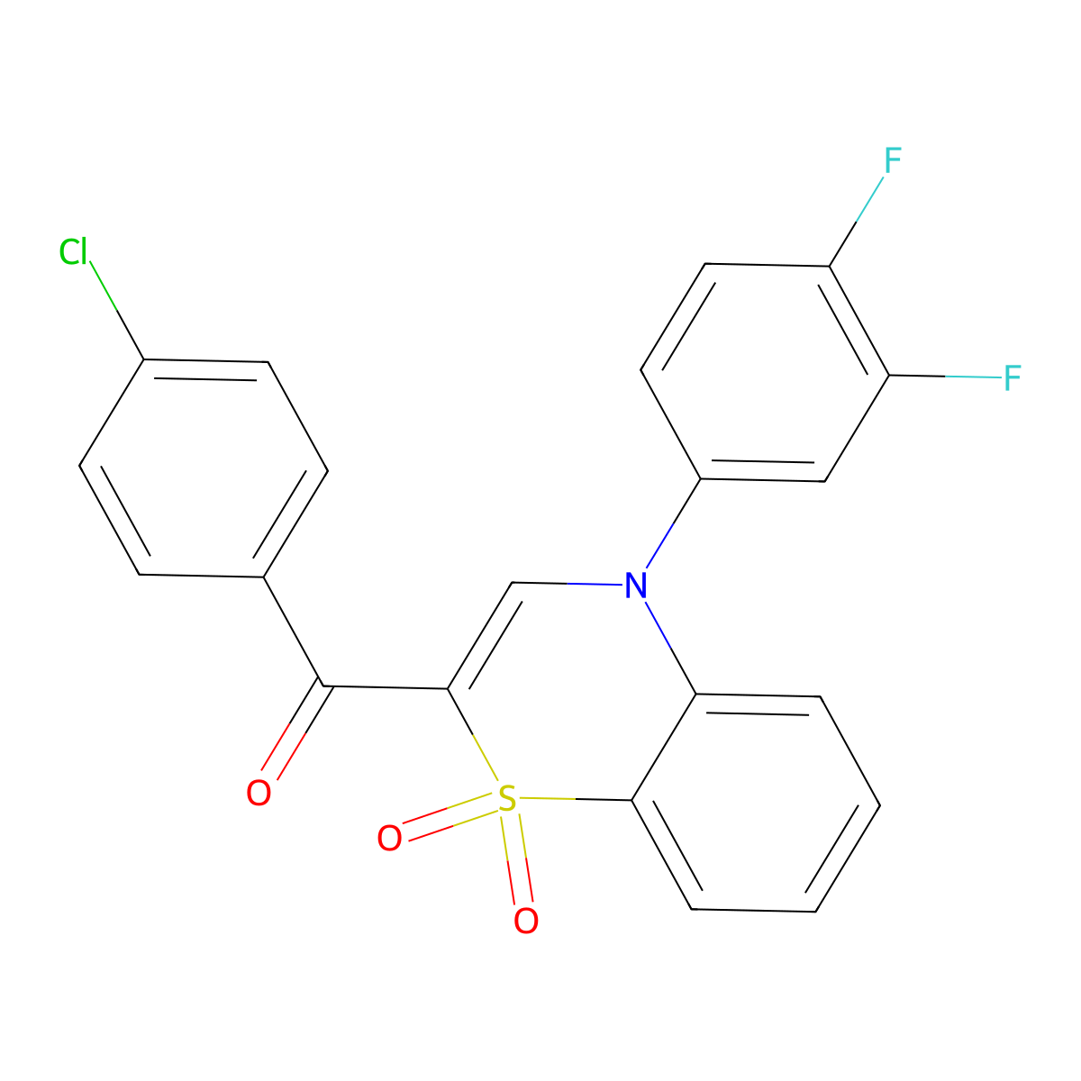 (4-chlorophenyl)[4-(3,4-difluorophenyl)-1,1-dioxido-4H-1,4-benzothiazin-2-yl]methanone molecular structure, CAS 1114653-89-2