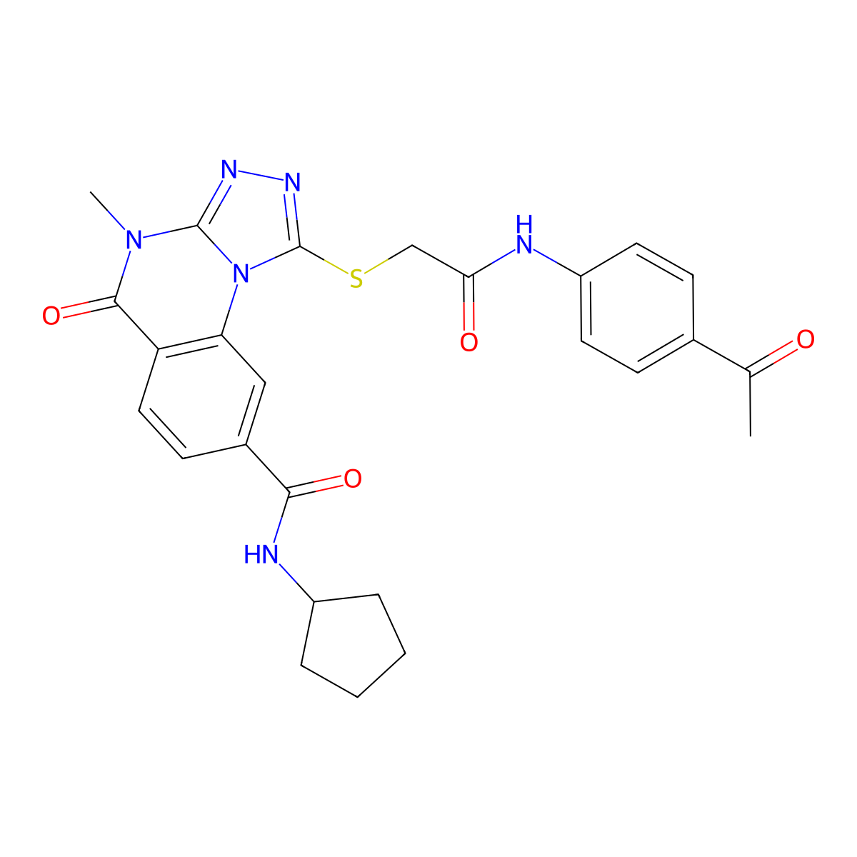 1-((2-((4-acetylphenyl)amino)-2-oxoethyl)thio)-N-cyclopentyl-4-methyl-5-oxo-4,5-dihydro-[1,2,4]triazolo[4,3-a]quinazoline-8-carboxamide molecular structure, CAS 1114653-92-7