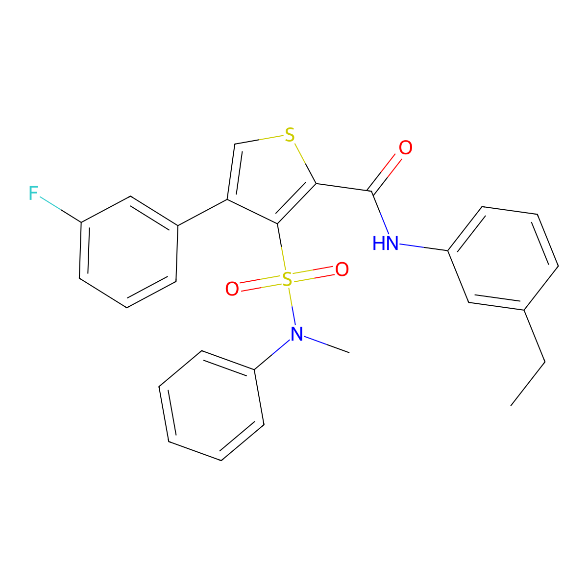 N-(3-ethylphenyl)-4-(3-fluorophenyl)-3-[methyl(phenyl)sulfamoyl]thiophene-2-carboxamide molecular structure, CAS 1114653-93-8