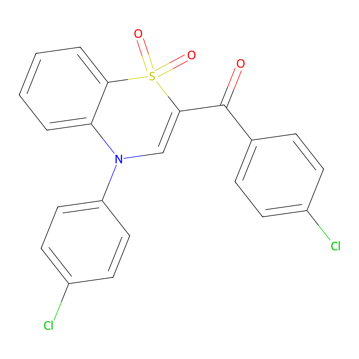 (4-chlorophenyl)[4-(4-chlorophenyl)-1,1-dioxido-4H-1,4-benzothiazin-2-yl]methanone molecular structure, CAS 1114653-95-0
