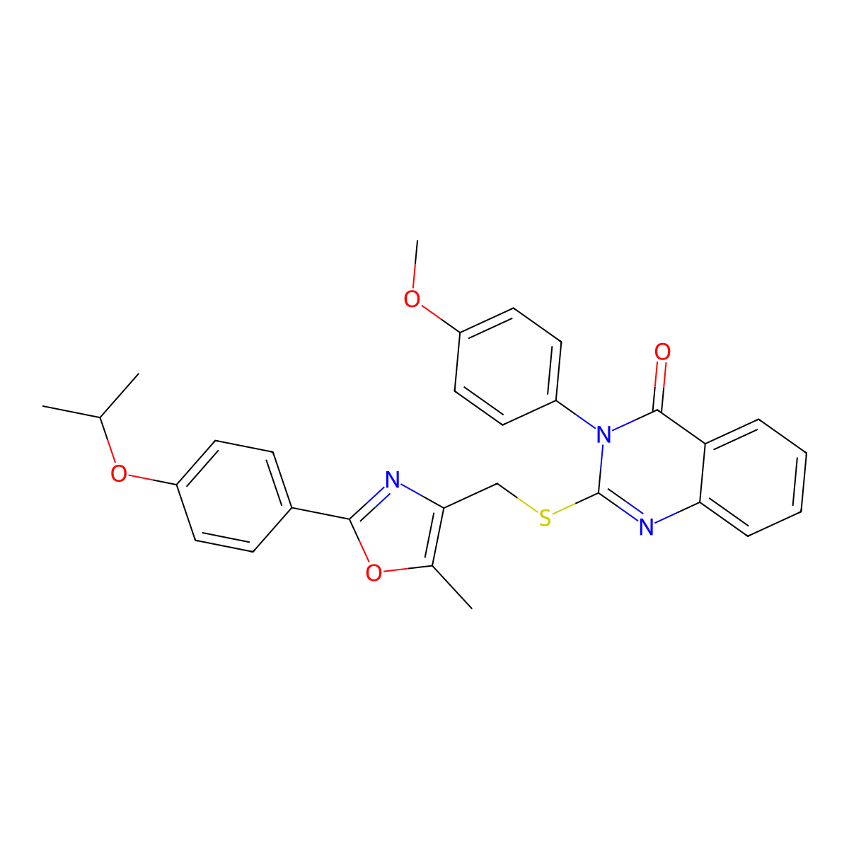 2-(((2-(4-isopropoxyphenyl)-5-methyloxazol-4-yl)methyl)thio)-3-(4-methoxyphenyl)quinazolin-4(3H)-one molecular structure, CAS 1114653-97-2