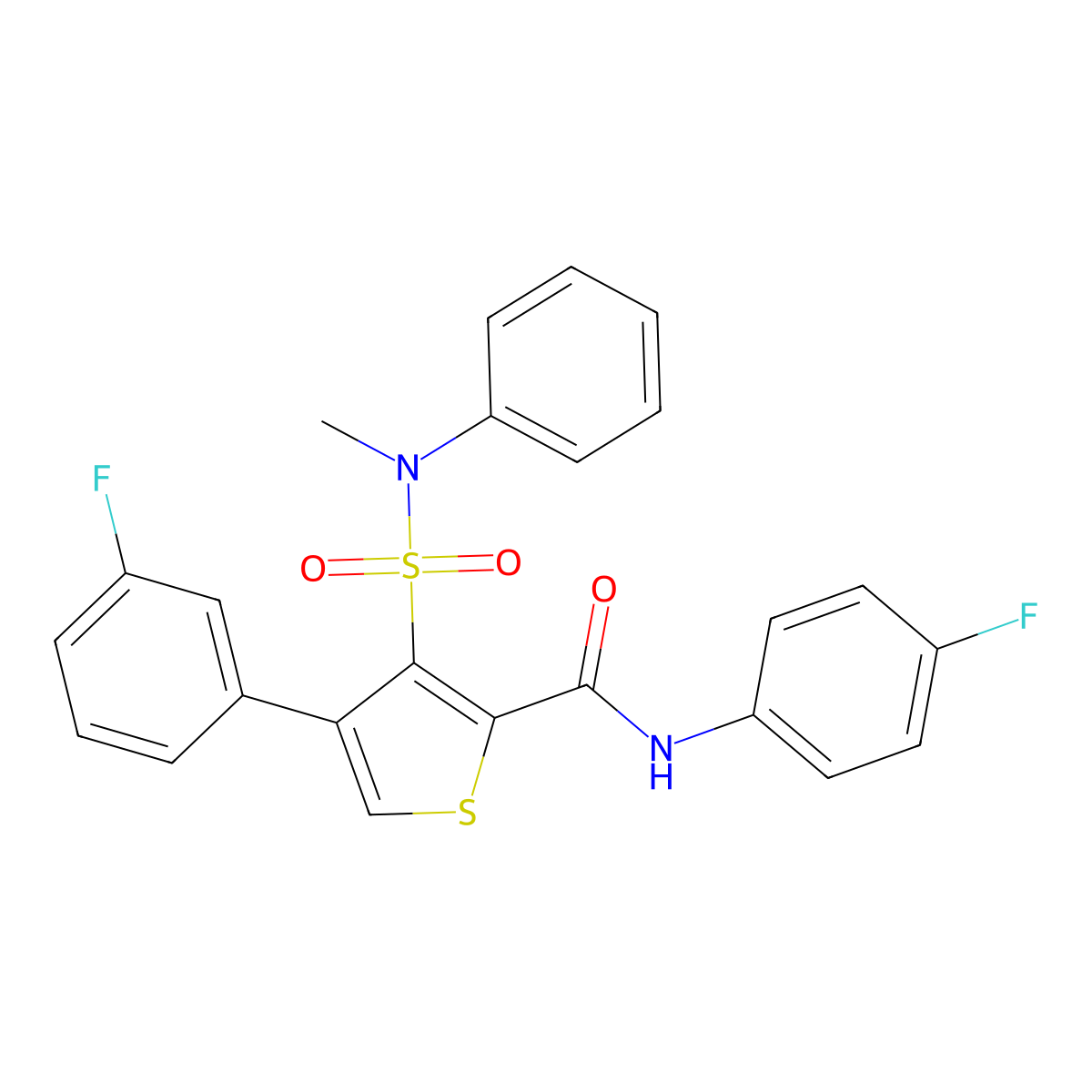4-(3-fluorophenyl)-N-(4-fluorophenyl)-3-[methyl(phenyl)sulfamoyl]thiophene-2-carboxamide molecular structure, CAS 1114653-99-4