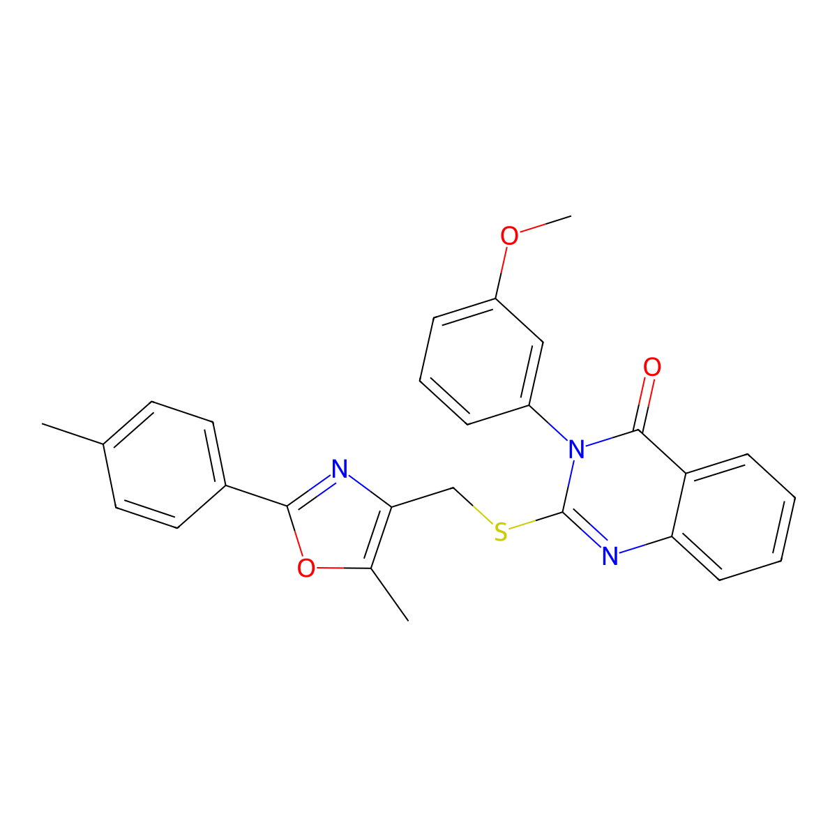3-(3-methoxyphenyl)-2-(((5-methyl-2-(p-tolyl)oxazol-4-yl)methyl)thio)quinazolin-4(3H)-one molecular structure, CAS 1114654-08-8