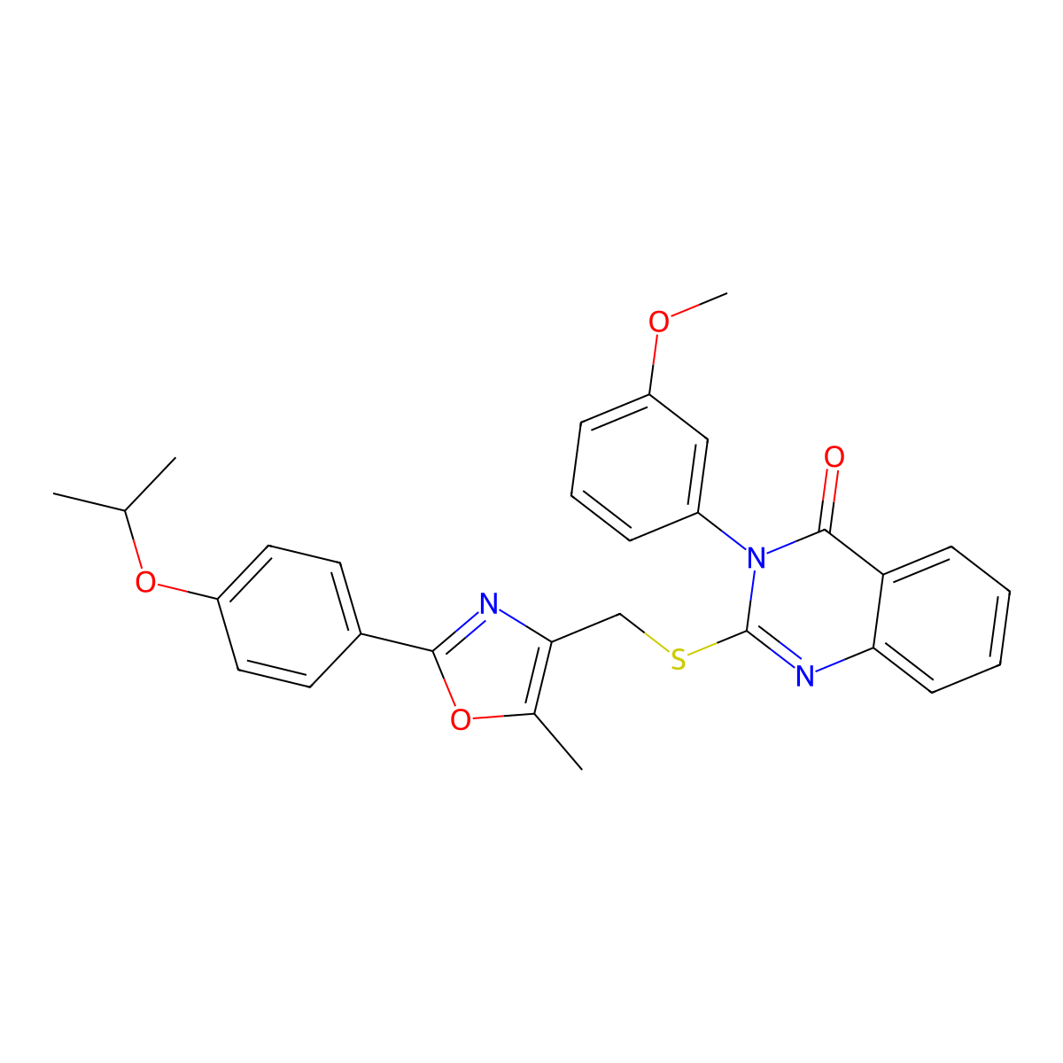 2-(((2-(4-isopropoxyphenyl)-5-methyloxazol-4-yl)methyl)thio)-3-(3-methoxyphenyl)quinazolin-4(3H)-one molecular structure, CAS 1114654-14-6