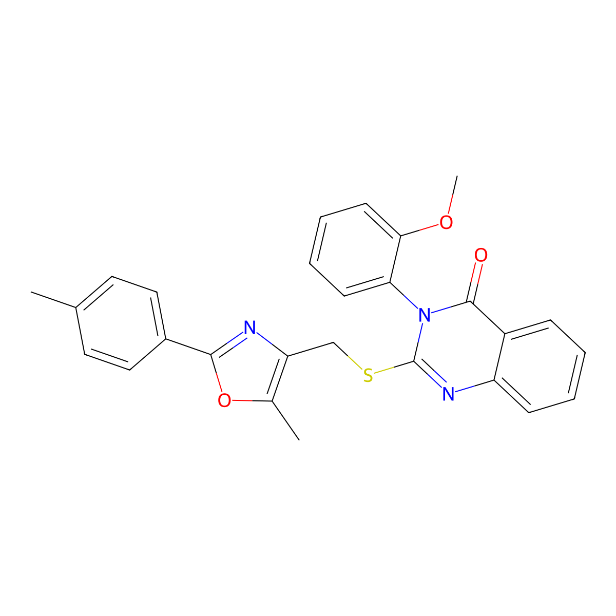 3-(2-methoxyphenyl)-2-(((5-methyl-2-(p-tolyl)oxazol-4-yl)methyl)thio)quinazolin-4(3H)-one molecular structure, CAS 1114654-26-0