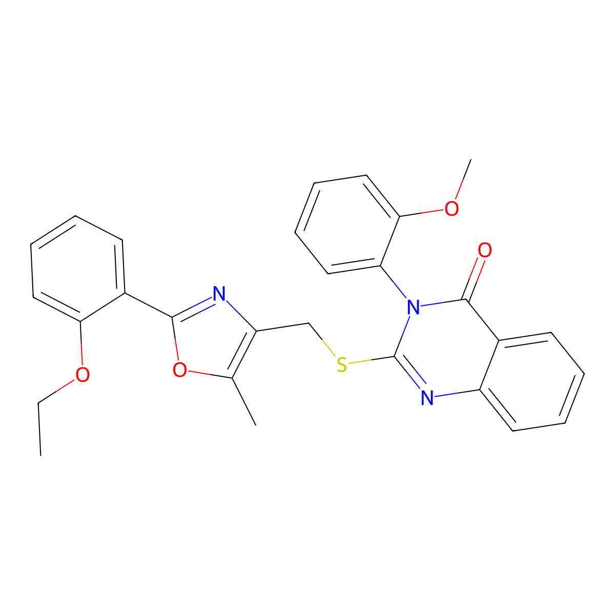 2-(((2-(2-ethoxyphenyl)-5-methyloxazol-4-yl)methyl)thio)-3-(2-methoxyphenyl)quinazolin-4(3H)-one molecular structure, CAS 1114654-38-4