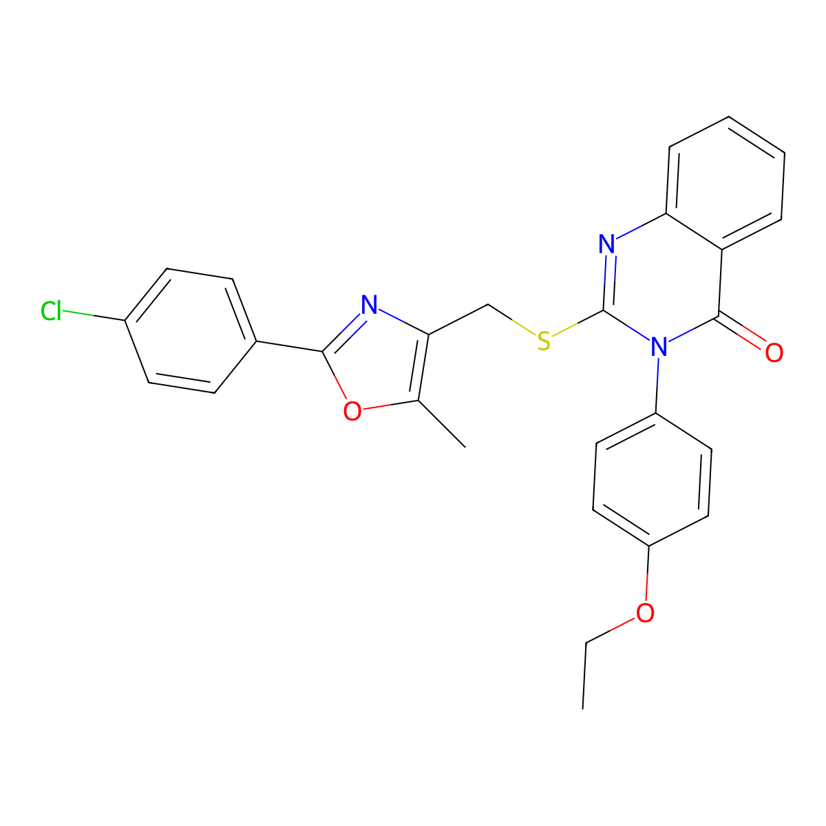 2-(((2-(4-chlorophenyl)-5-methyloxazol-4-yl)methyl)thio)-3-(4-ethoxyphenyl)quinazolin-4(3H)-one molecular structure, CAS 1114654-50-0