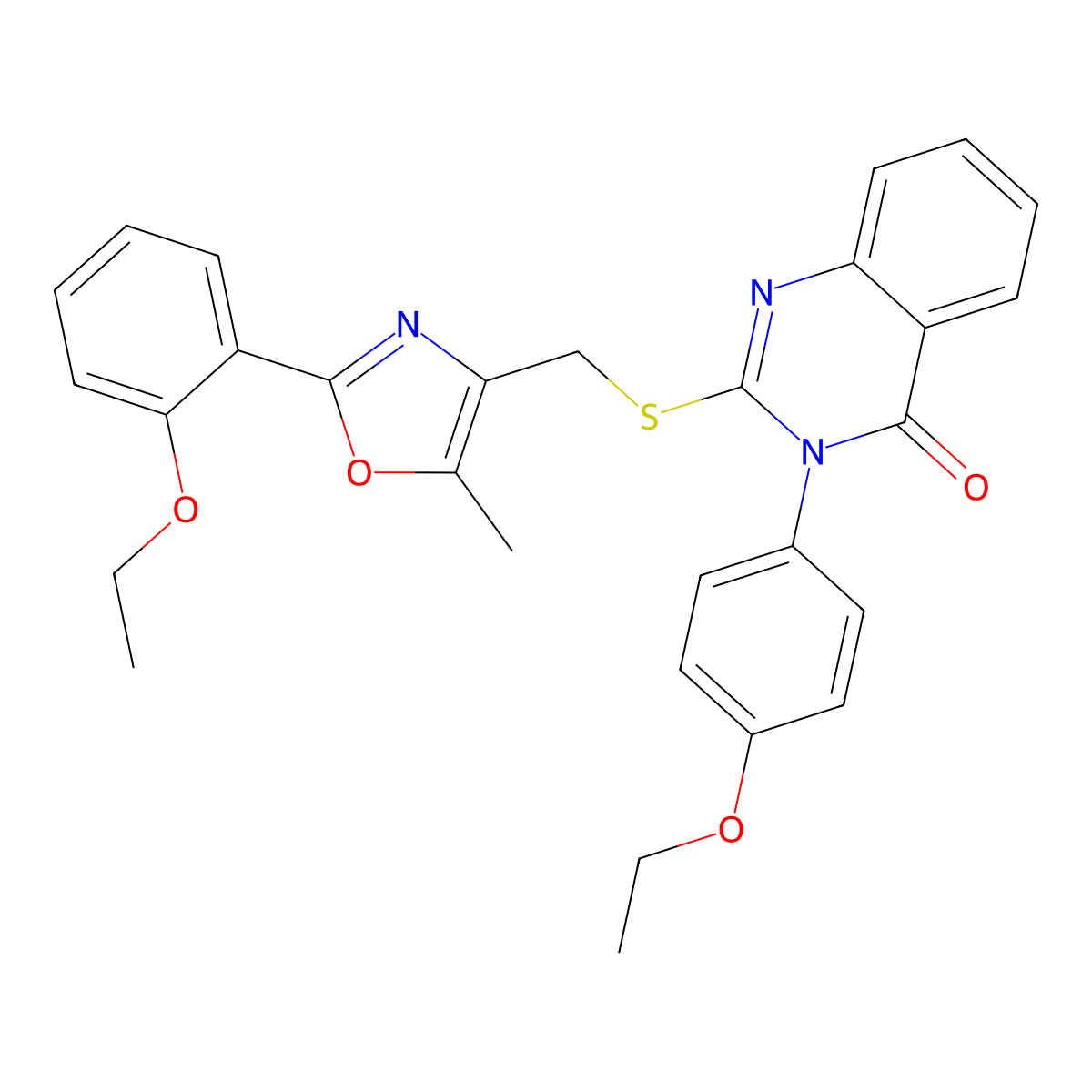 3-(4-ethoxyphenyl)-2-(((2-(2-ethoxyphenyl)-5-methyloxazol-4-yl)methyl)thio)quinazolin-4(3H)-one molecular structure, CAS 1114654-56-6
