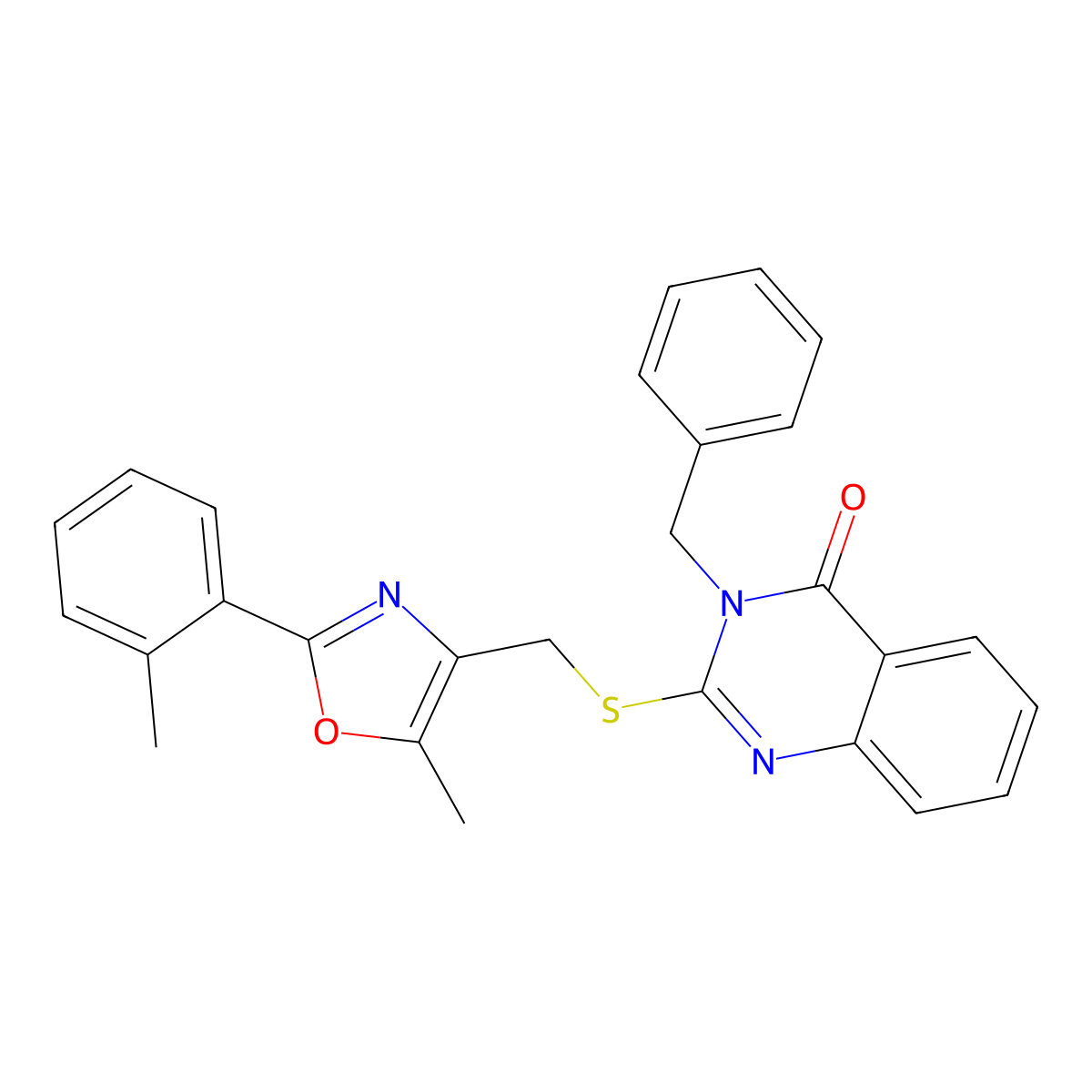 3-benzyl-2-(((5-methyl-2-(o-tolyl)oxazol-4-yl)methyl)thio)quinazolin-4(3H)-one molecular structure, CAS 1114654-73-7