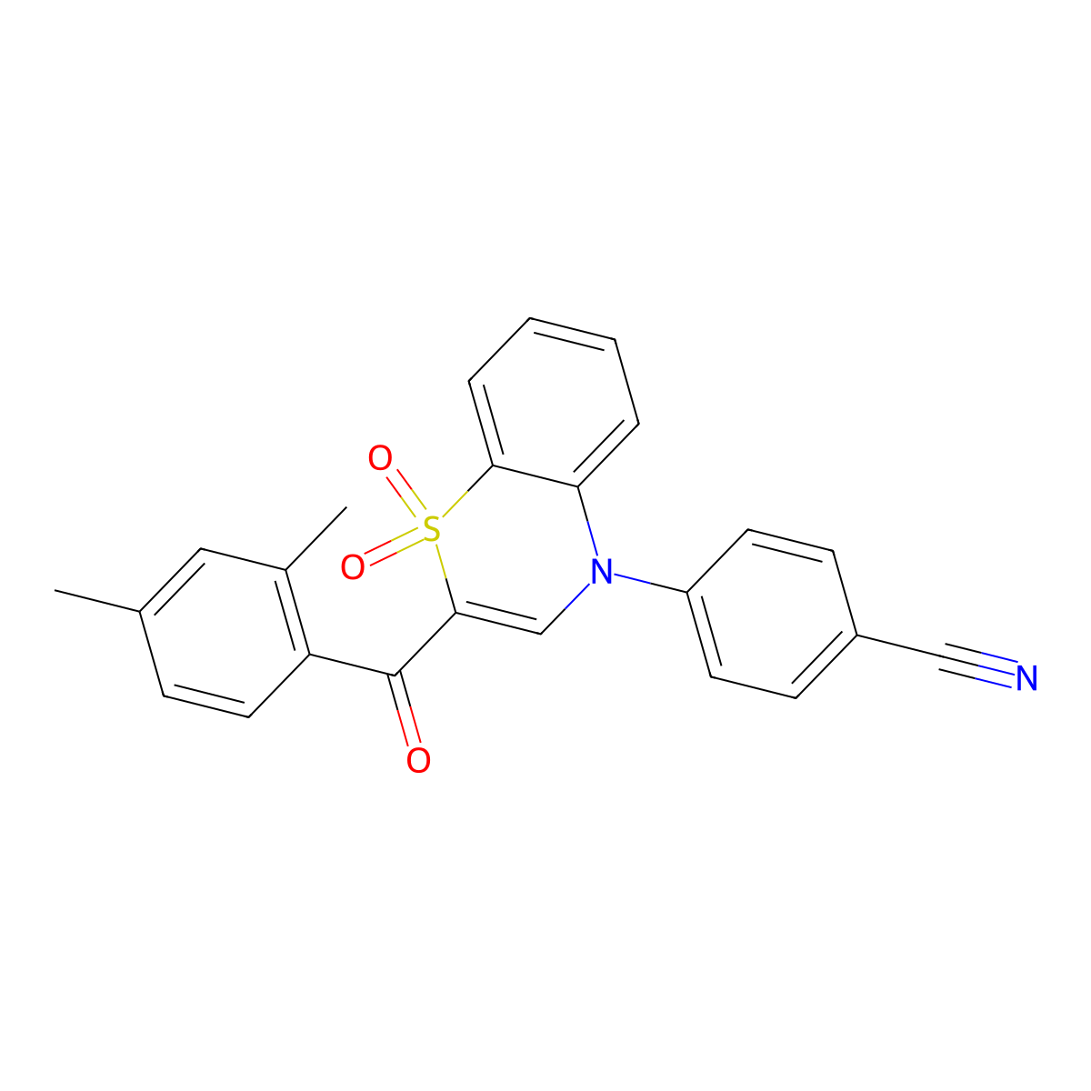 4-[2-(2,4-dimethylbenzoyl)-1,1-dioxido-4H-1,4-benzothiazin-4-yl]benzonitrile molecular structure, CAS 1114654-77-1