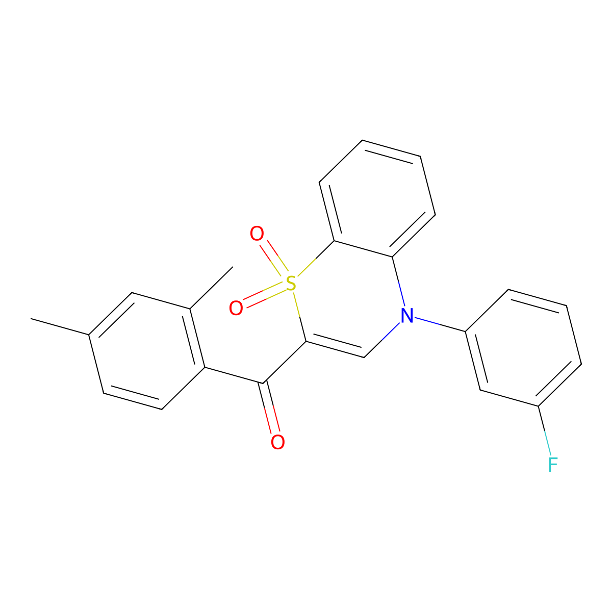 (2,4-dimethylphenyl)[4-(3-fluorophenyl)-1,1-dioxido-4H-1,4-benzothiazin-2-yl]methanone molecular structure, CAS 1114654-83-9
