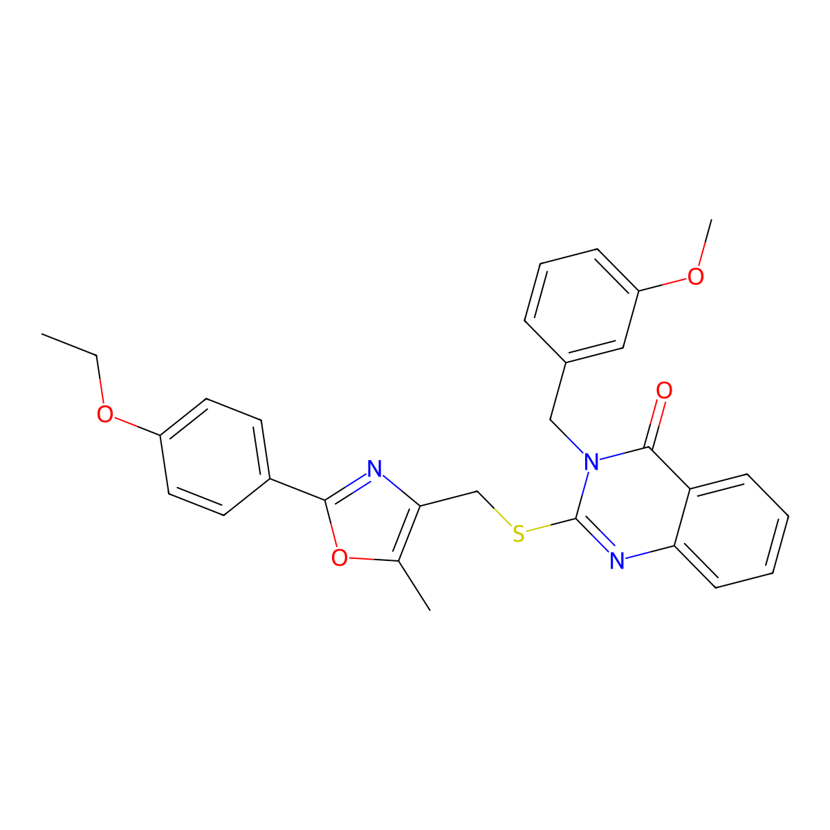 2-(((2-(4-ethoxyphenyl)-5-methyloxazol-4-yl)methyl)thio)-3-(3-methoxybenzyl)quinazolin-4(3H)-one molecular structure, CAS 1114654-91-9