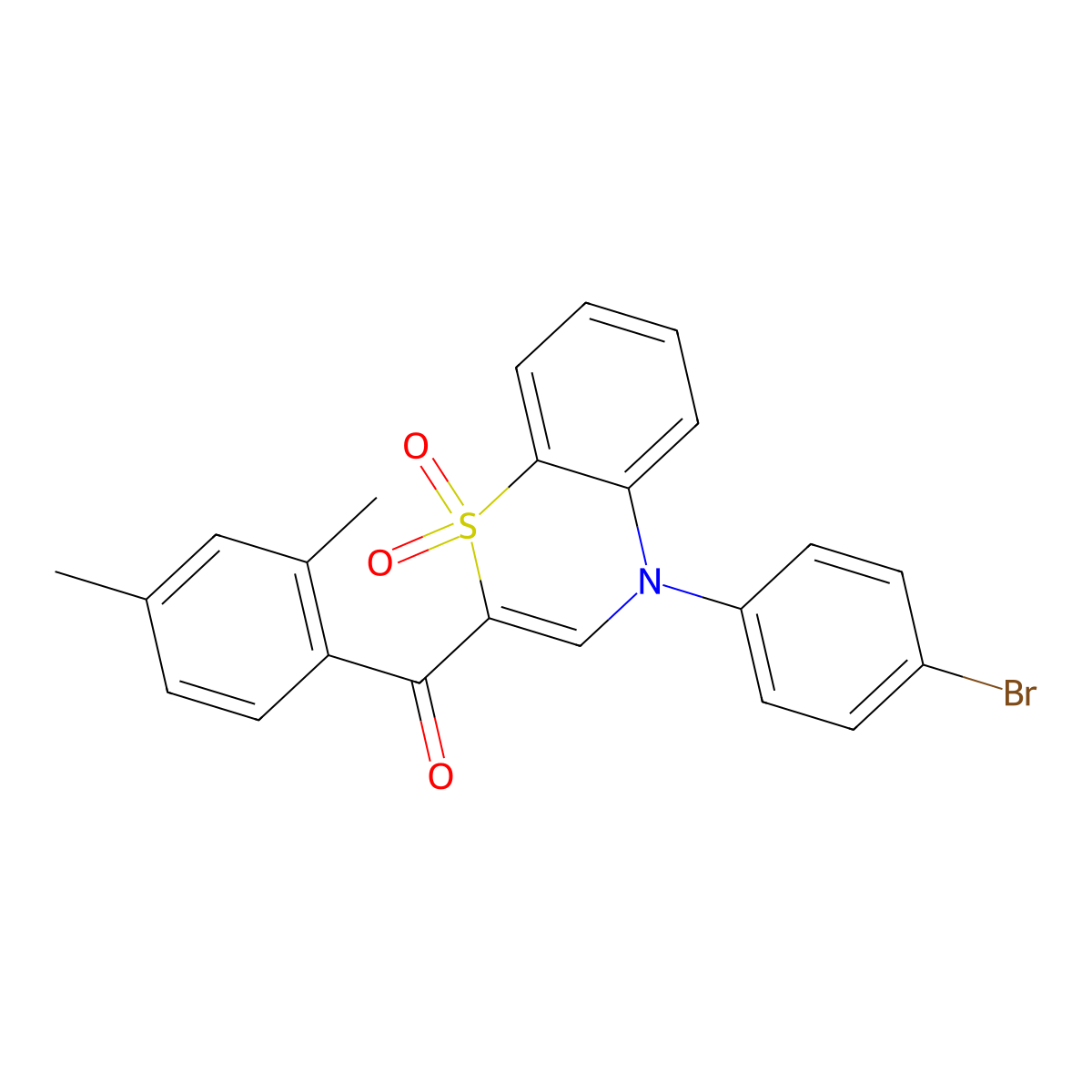 [4-(4-bromophenyl)-1,1-dioxido-4H-1,4-benzothiazin-2-yl](2,4-dimethylphenyl)methanone molecular structure, CAS 1114654-95-3