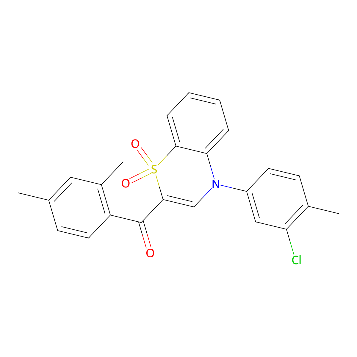 [4-(3-chloro-4-methylphenyl)-1,1-dioxido-4H-1,4-benzothiazin-2-yl](2,4-dimethylphenyl)methanone molecular structure, CAS 1114655-01-4