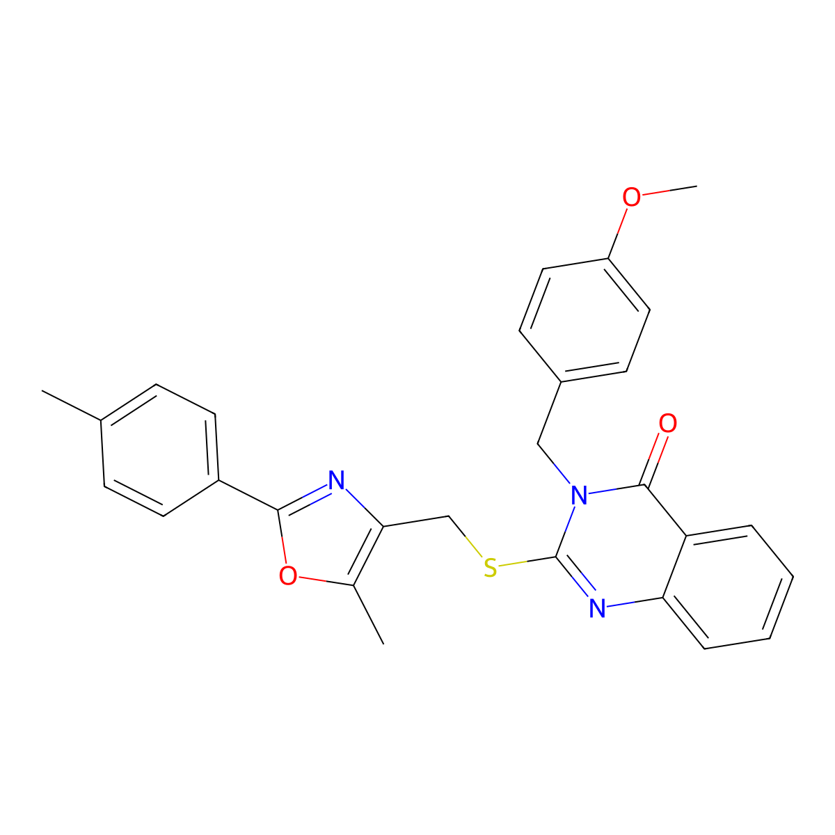 3-(4-methoxybenzyl)-2-(((5-methyl-2-(p-tolyl)oxazol-4-yl)methyl)thio)quinazolin-4(3H)-one molecular structure, CAS 1114655-03-6