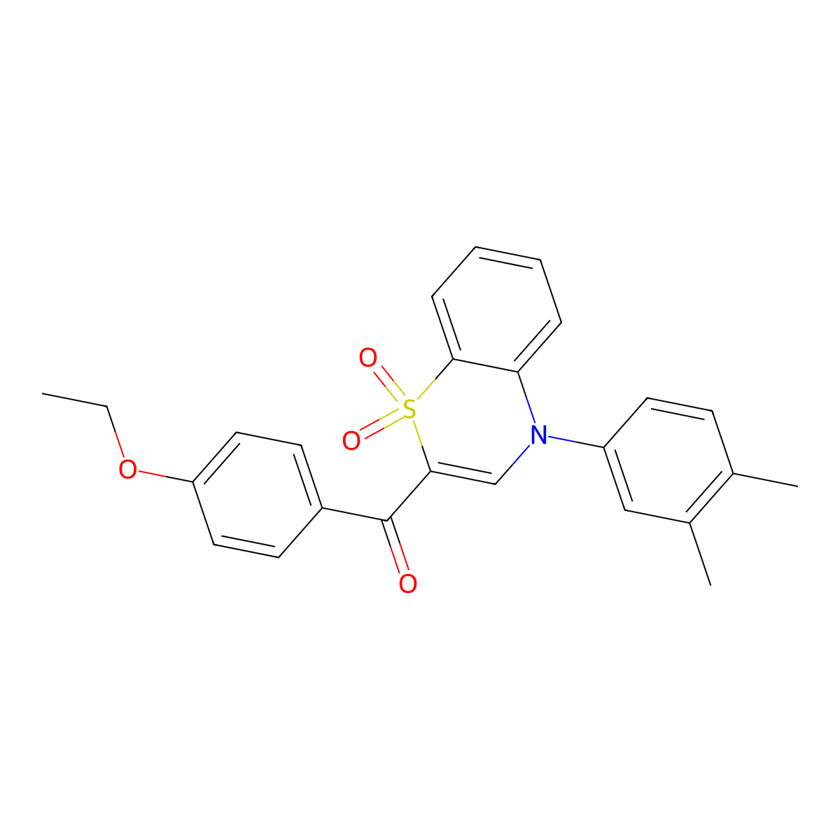 [4-(3,4-dimethylphenyl)-1,1-dioxido-4H-1,4-benzothiazin-2-yl](4-ethoxyphenyl)methanone molecular structure, CAS 1114655-13-8