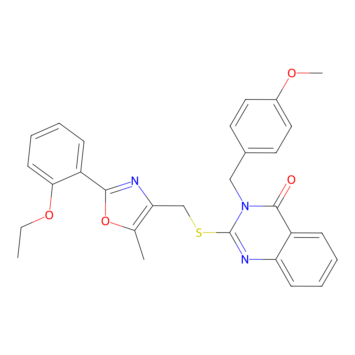 2-(((2-(2-ethoxyphenyl)-5-methyloxazol-4-yl)methyl)thio)-3-(4-methoxybenzyl)quinazolin-4(3H)-one molecular structure, CAS 1114655-15-0