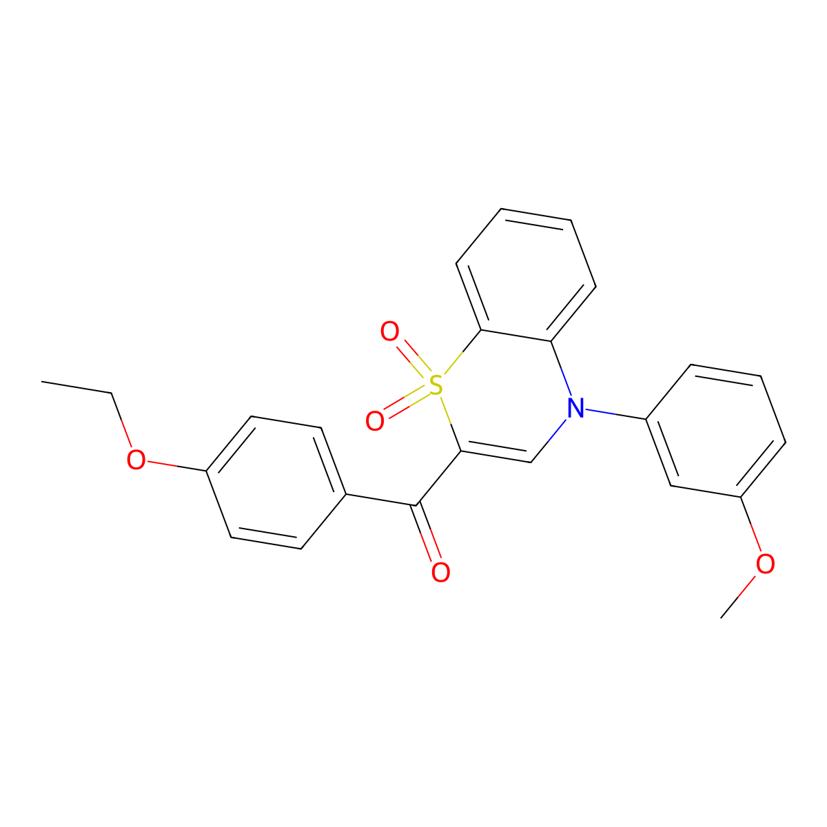 (4-ethoxyphenyl)[4-(3-methoxyphenyl)-1,1-dioxido-4H-1,4-benzothiazin-2-yl]methanone molecular structure, CAS 1114655-19-4