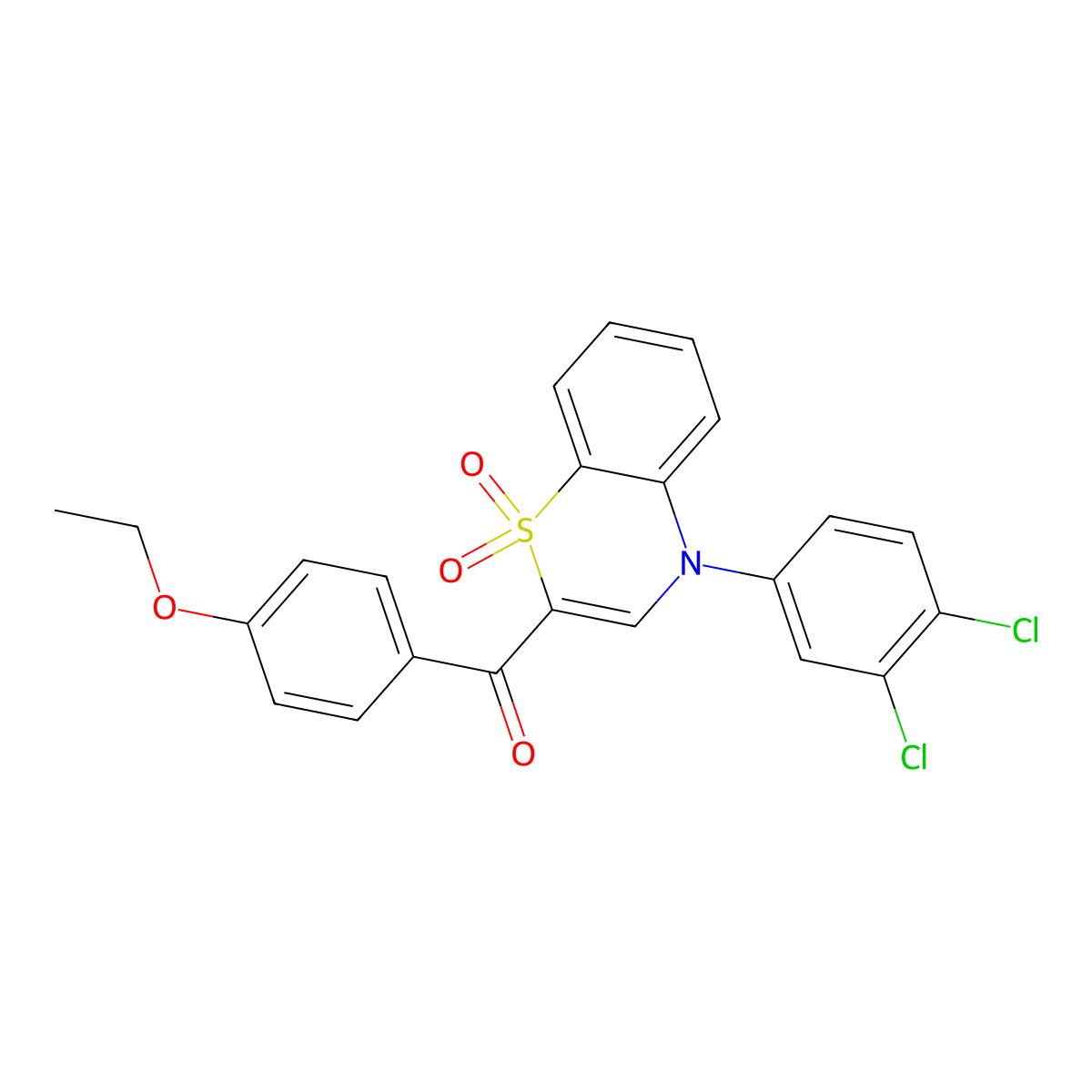 [4-(3,4-dichlorophenyl)-1,1-dioxido-4H-1,4-benzothiazin-2-yl](4-ethoxyphenyl)methanone molecular structure, CAS 1114655-49-0
