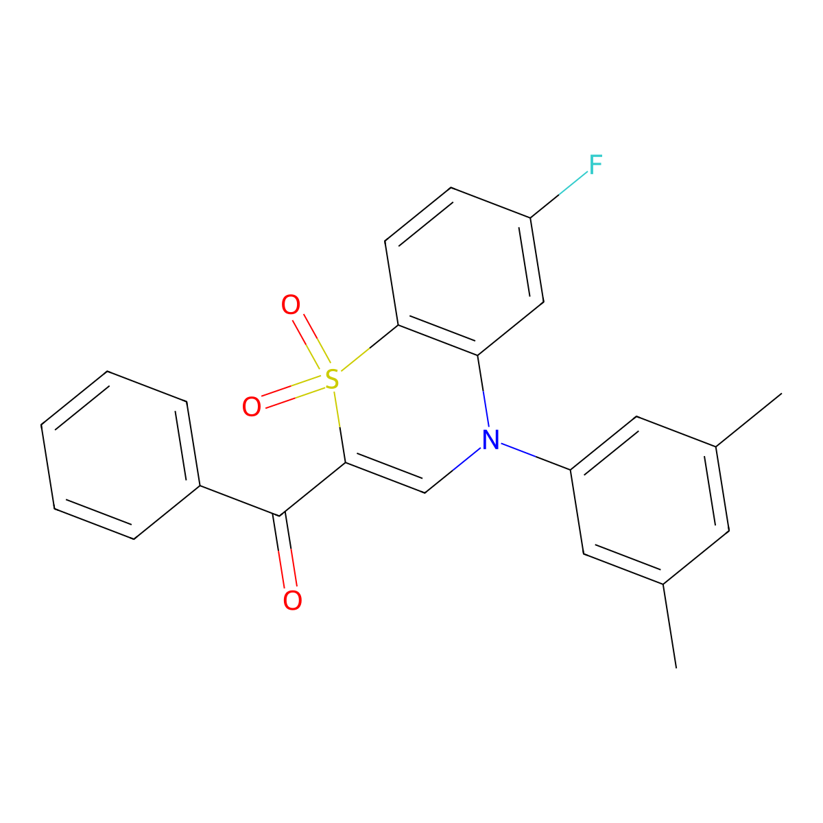 [4-(3,5-dimethylphenyl)-6-fluoro-1,1-dioxido-4H-1,4-benzothiazin-2-yl](phenyl)methanone molecular structure, CAS 1114655-55-8