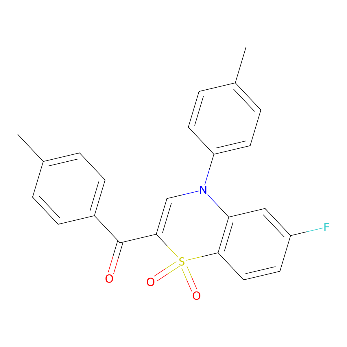 [6-fluoro-4-(4-methylphenyl)-1,1-dioxido-4H-1,4-benzothiazin-2-yl](4-methylphenyl)methanone molecular structure, CAS 1114655-76-3