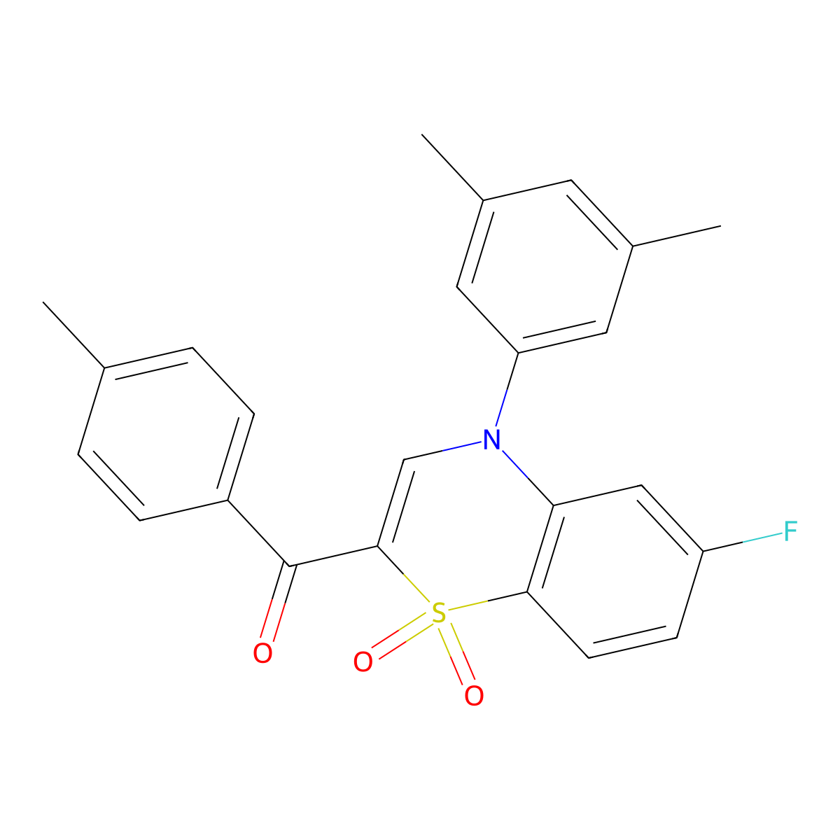 [4-(3,5-dimethylphenyl)-6-fluoro-1,1-dioxido-4H-1,4-benzothiazin-2-yl](4-methylphenyl)methanone molecular structure, CAS 1114655-83-2