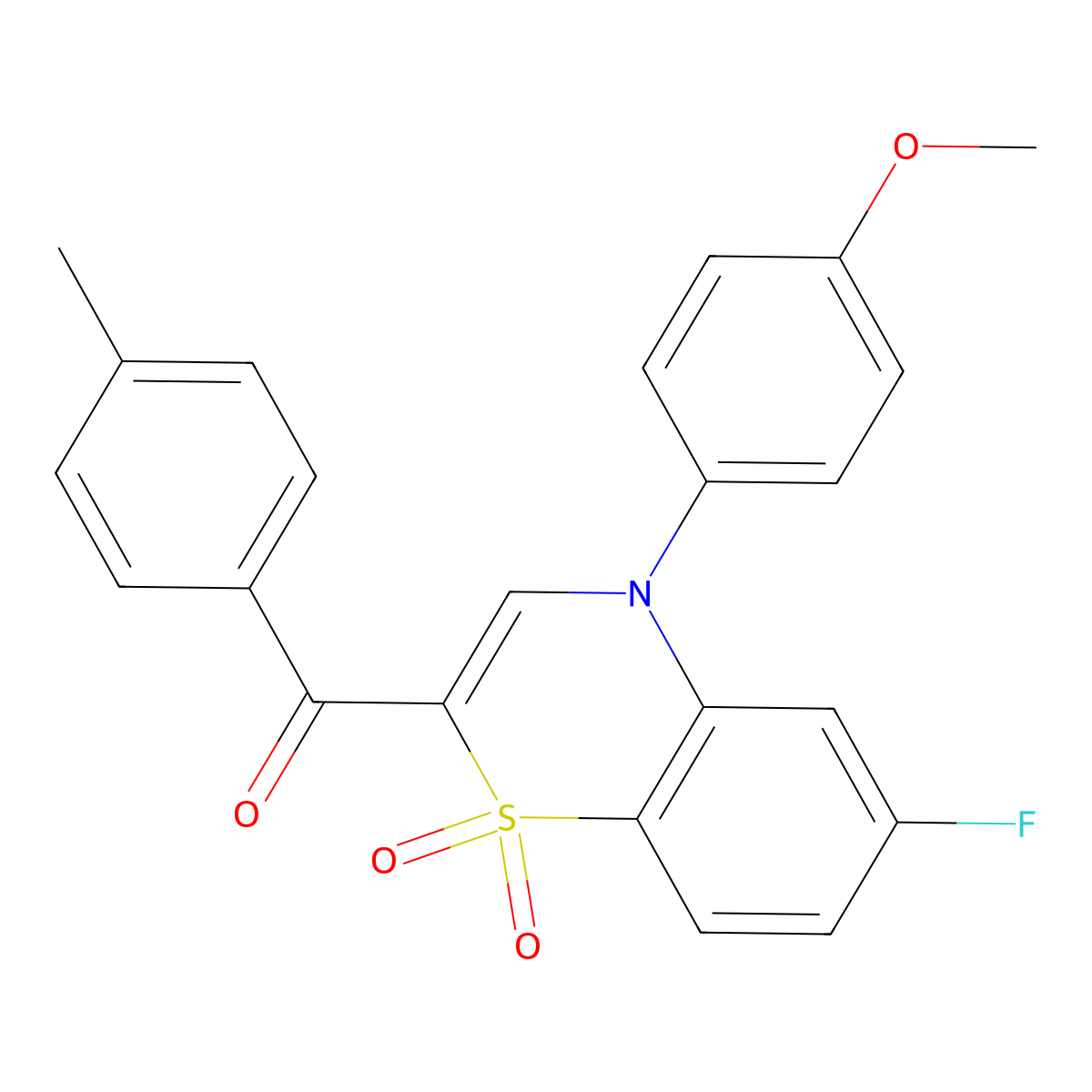 [6-fluoro-4-(4-methoxyphenyl)-1,1-dioxido-4H-1,4-benzothiazin-2-yl](4-methylphenyl)methanone molecular structure, CAS 1114655-90-1