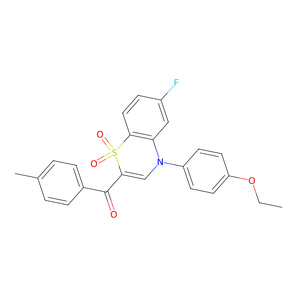 [4-(4-ethoxyphenyl)-6-fluoro-1,1-dioxido-4H-1,4-benzothiazin-2-yl](4-methylphenyl)methanone molecular structure, CAS 1114655-97-8