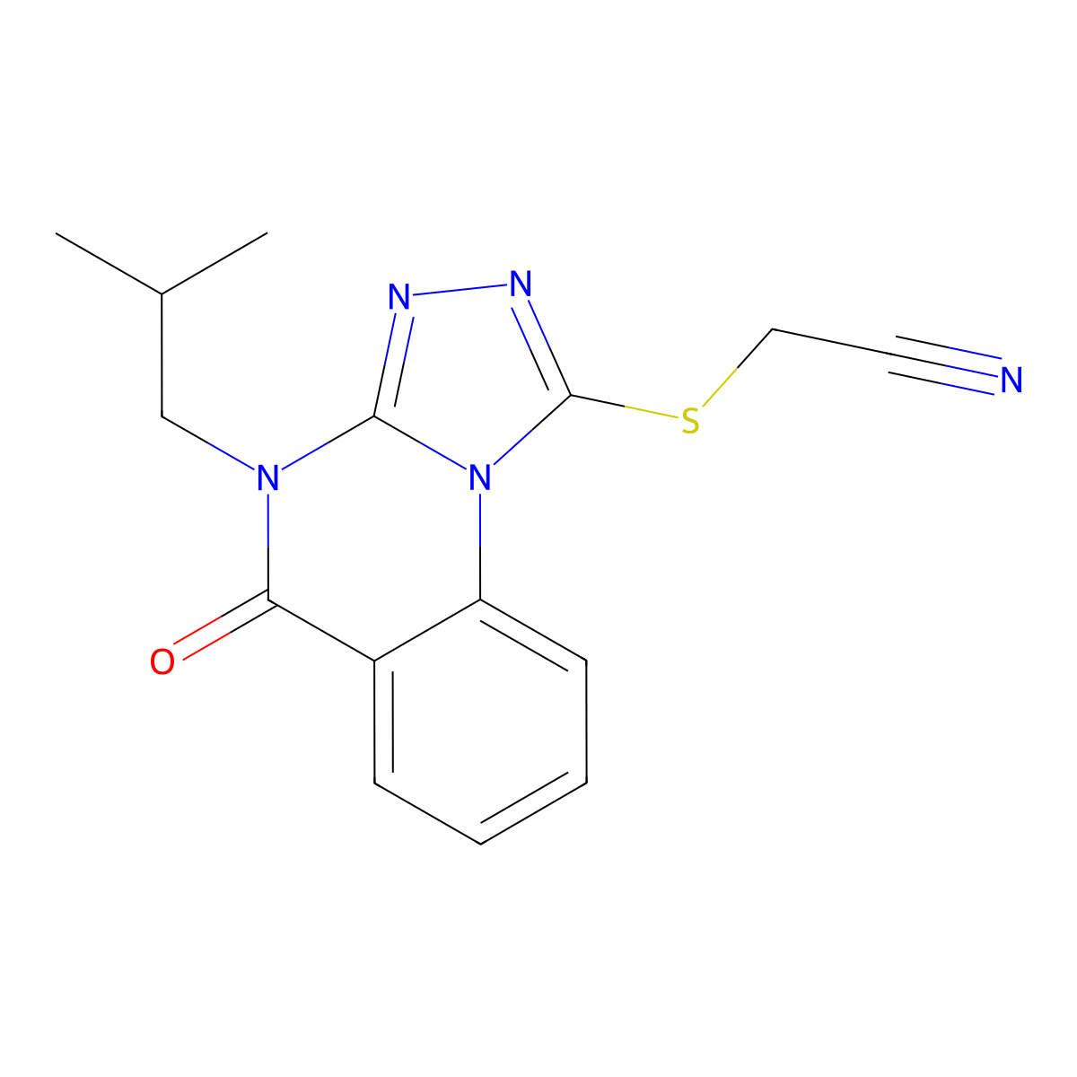 [(4-Isobutyl-5-oxo-4,5-dihydro[1,2,4]triazolo[4,3-a]quinazolin-1-yl)thio]acetonitrile molecular structure, CAS 1114655-99-0