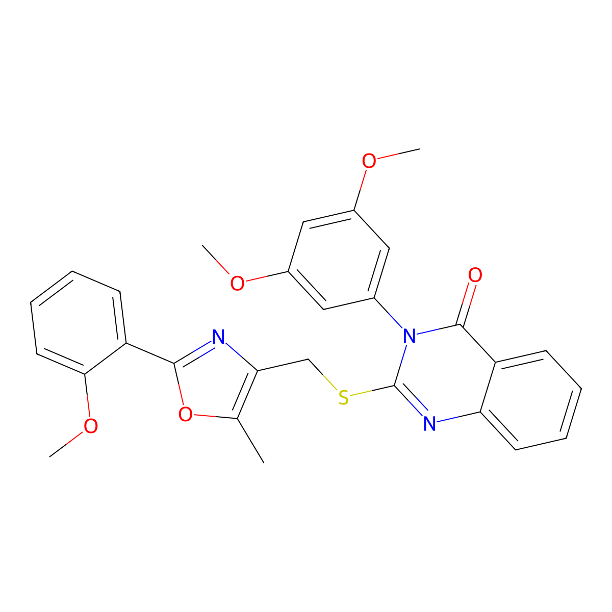 3-(3,5-dimethoxyphenyl)-2-(((2-(2-methoxyphenyl)-5-methyloxazol-4-yl)methyl)thio)quinazolin-4(3H)-one molecular structure, CAS 1114656-00-6
