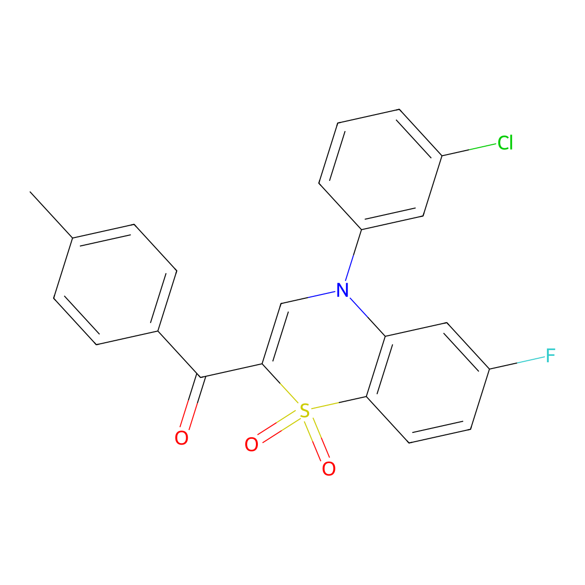 [4-(3-chlorophenyl)-6-fluoro-1,1-dioxido-4H-1,4-benzothiazin-2-yl](4-methylphenyl)methanone molecular structure, CAS 1114656-20-0