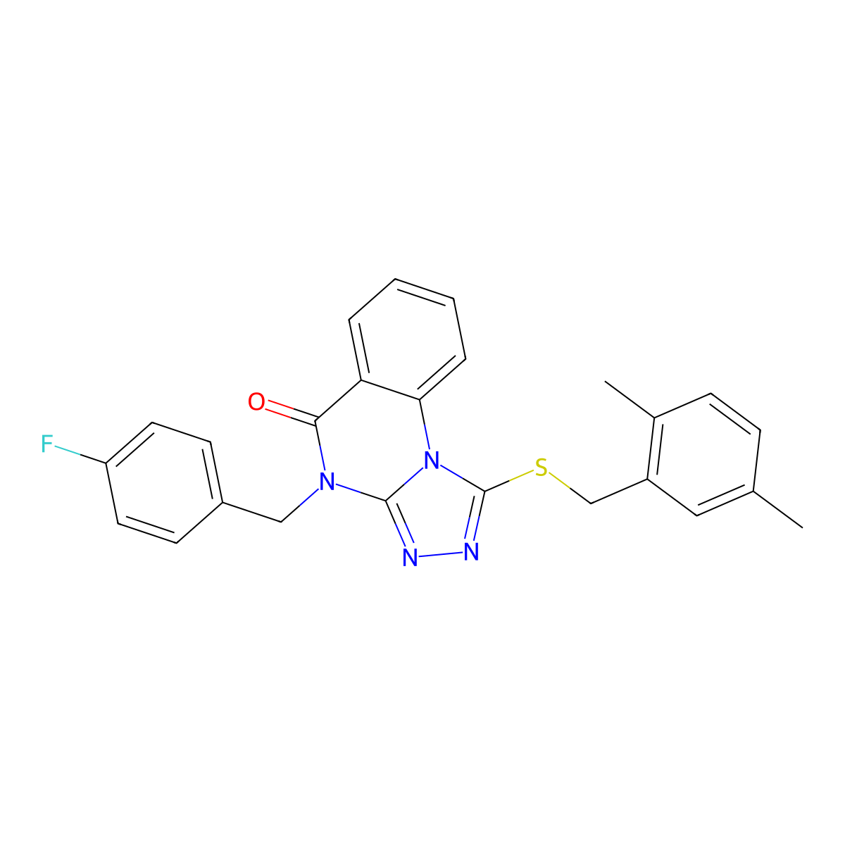 1-[(2,5-dimethylbenzyl)thio]-4-(4-fluorobenzyl)[1,2,4]triazolo[4,3-a]quinazolin-5(4H)-one molecular structure, CAS 1114656-30-2