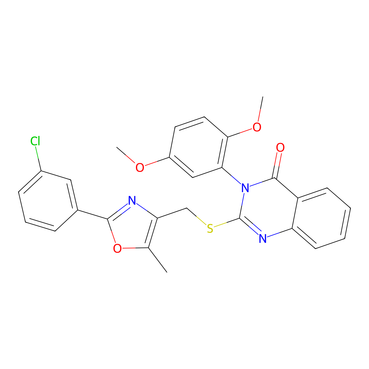 2-(((2-(3-chlorophenyl)-5-methyloxazol-4-yl)methyl)thio)-3-(2,5-dimethoxyphenyl)quinazolin-4(3H)-one molecular structure, CAS 1114656-31-3