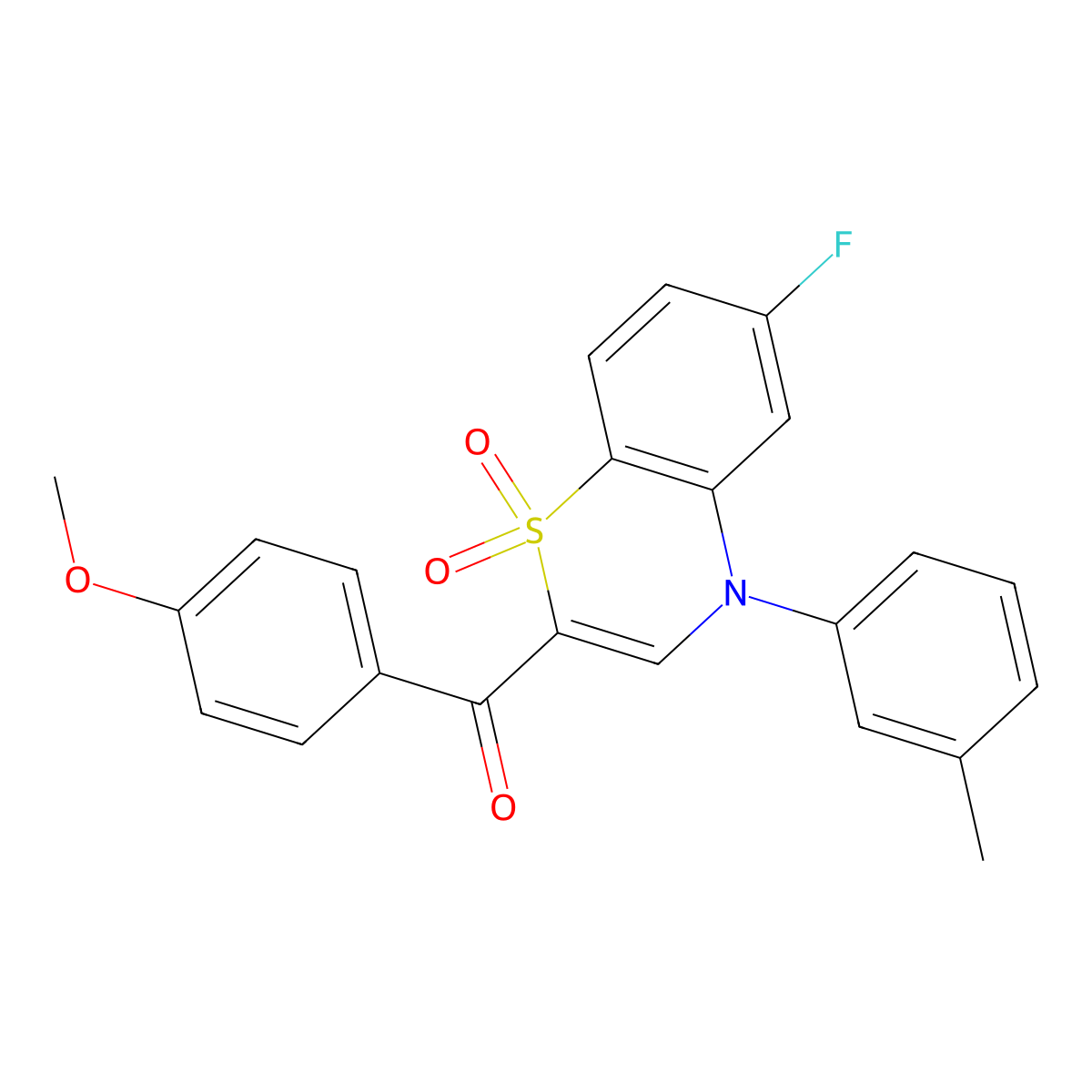 [6-fluoro-4-(3-methylphenyl)-1,1-dioxido-4H-1,4-benzothiazin-2-yl](4-methoxyphenyl)methanone molecular structure, CAS 1114656-36-8