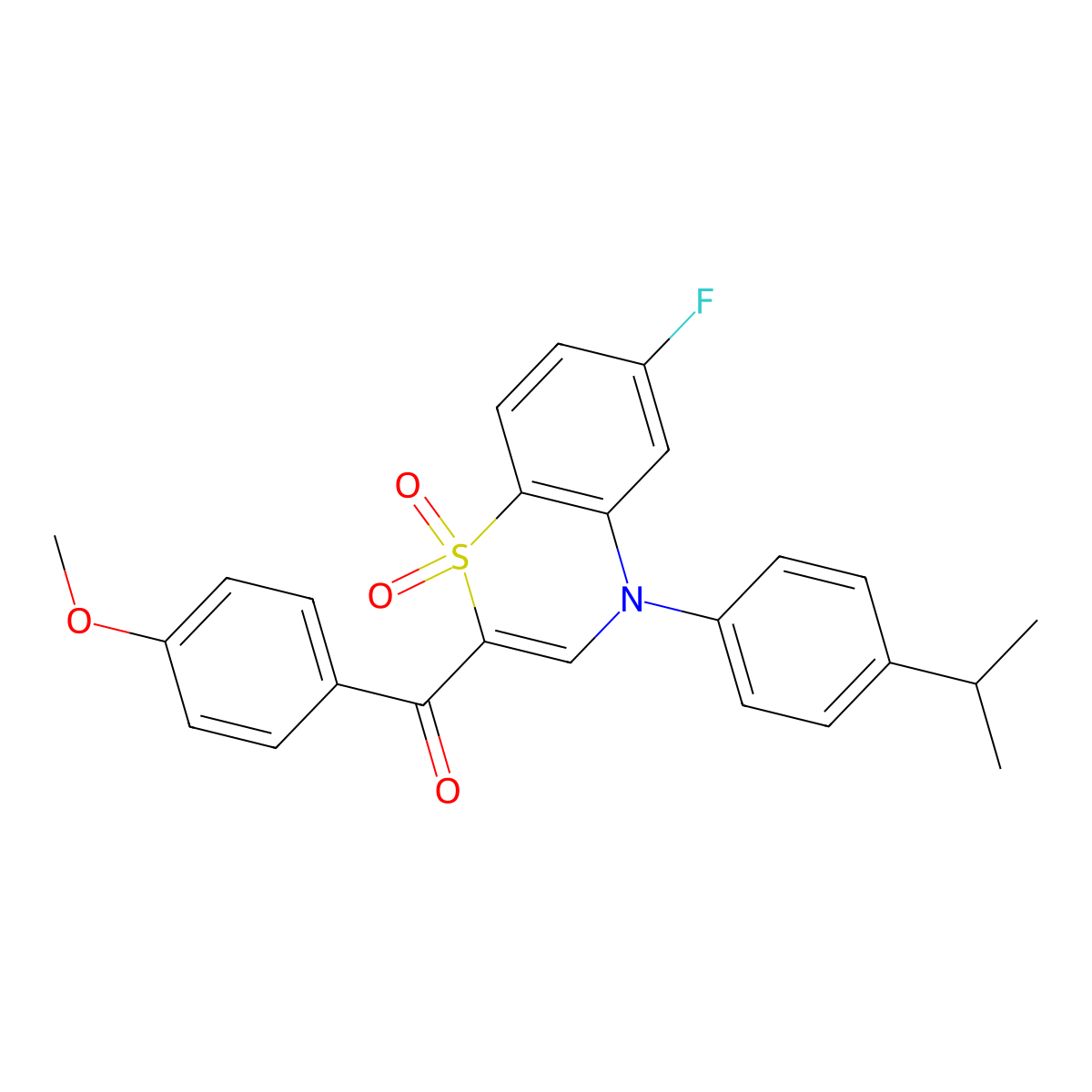 [6-fluoro-4-(4-isopropylphenyl)-1,1-dioxido-4H-1,4-benzothiazin-2-yl](4-methoxyphenyl)methanone molecular structure, CAS 1114656-44-8