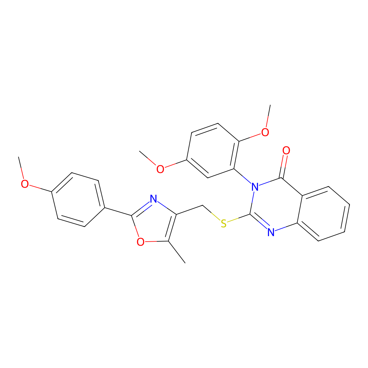 3-(2,5-dimethoxyphenyl)-2-(((2-(4-methoxyphenyl)-5-methyloxazol-4-yl)methyl)thio)quinazolin-4(3H)-one molecular structure, CAS 1114656-47-1