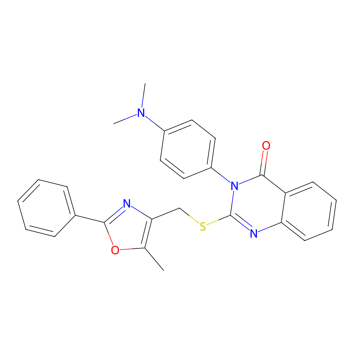 3-(4-(dimethylamino)phenyl)-2-(((5-methyl-2-phenyloxazol-4-yl)methyl)thio)quinazolin-4(3H)-one molecular structure, CAS 1114656-87-9