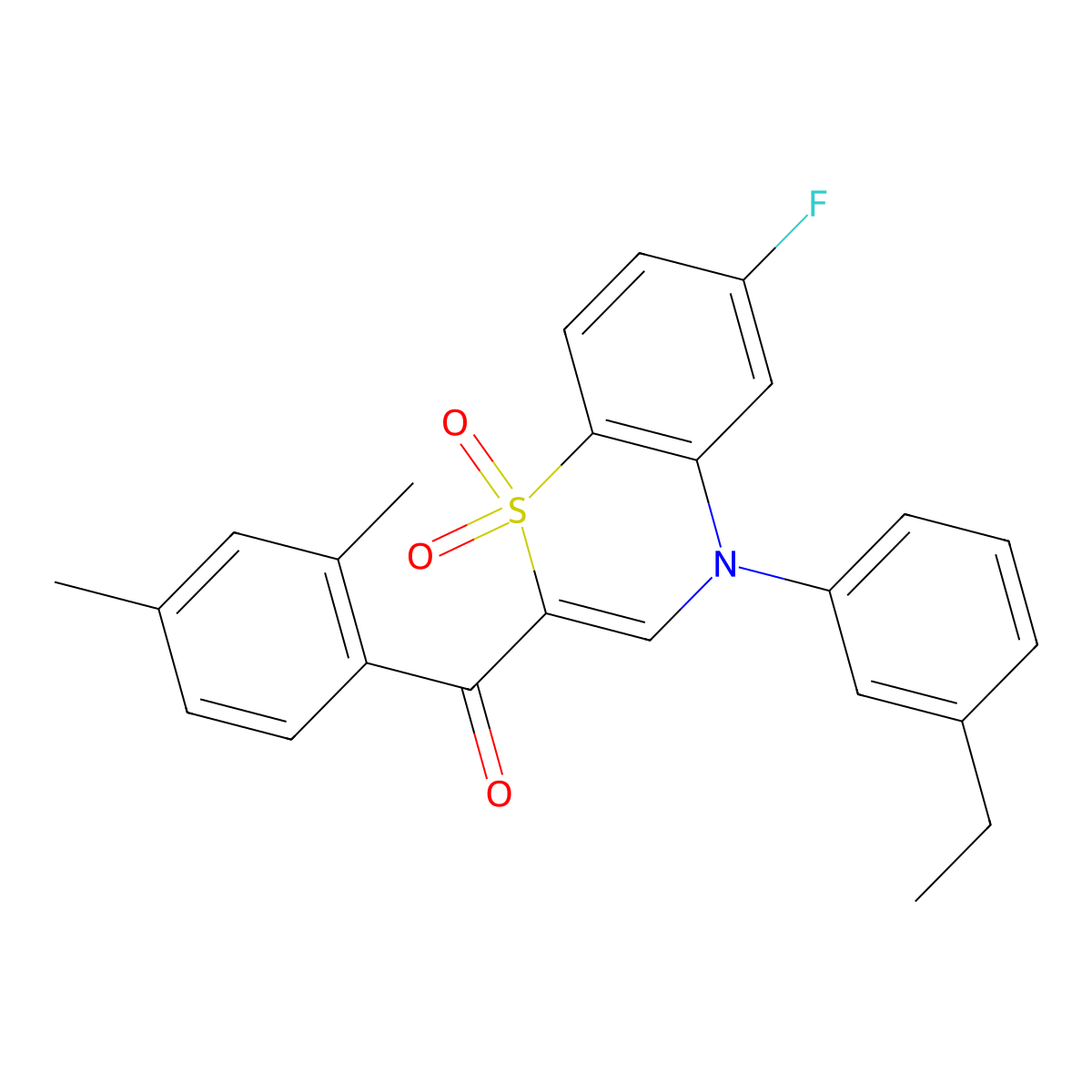 (2,4-dimethylphenyl)[4-(3-ethylphenyl)-6-fluoro-1,1-dioxido-4H-1,4-benzothiazin-2-yl]methanone molecular structure, CAS 1114657-24-7