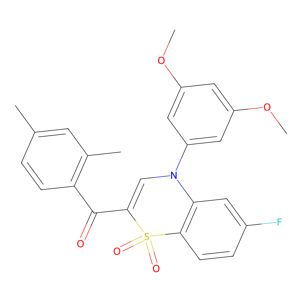 [4-(3,5-dimethoxyphenyl)-6-fluoro-1,1-dioxido-4H-1,4-benzothiazin-2-yl](2,4-dimethylphenyl)methanone molecular structure, CAS 1114657-40-7