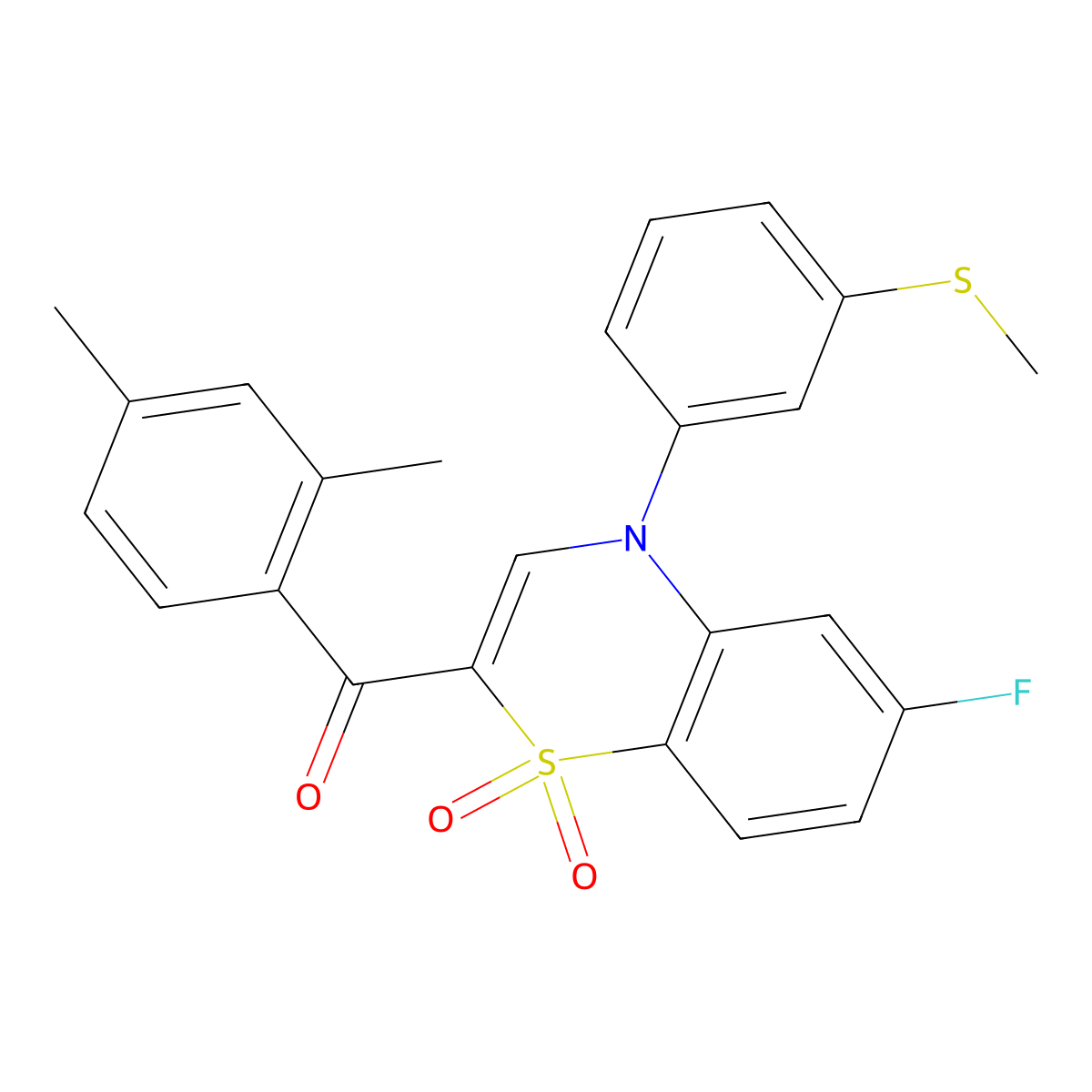 (2,4-dimethylphenyl){6-fluoro-4-[3-(methylsulfanyl)phenyl]-1,1-dioxido-4H-1,4-benzothiazin-2-yl}methanone molecular structure, CAS 1114657-48-5