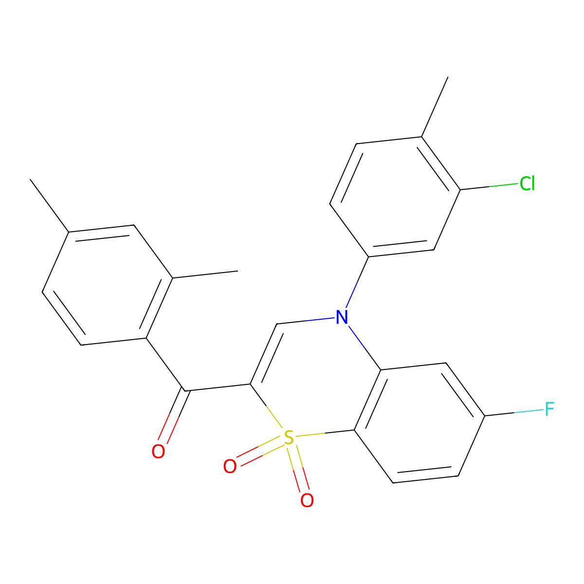 [4-(3-chloro-4-methylphenyl)-6-fluoro-1,1-dioxido-4H-1,4-benzothiazin-2-yl](2,4-dimethylphenyl)methanone molecular structure, CAS 1114657-79-2