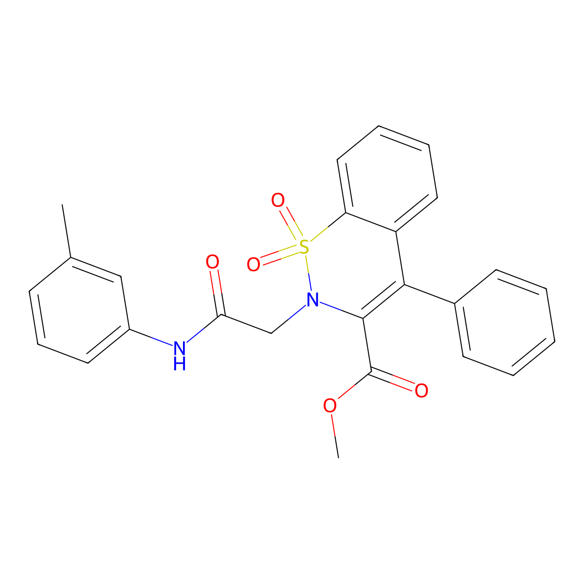 methyl 2-{2-[(3-methylphenyl)amino]-2-oxoethyl}-4-phenyl-2H-1,2-benzothiazine-3-carboxylate 1,1-dioxide molecular structure, CAS 1114657-89-4