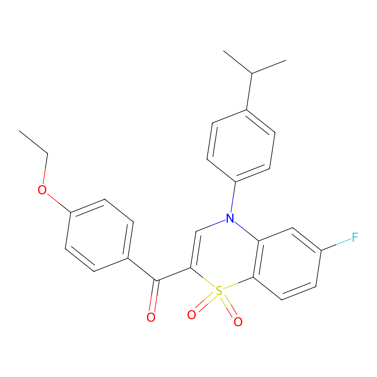 (4-ethoxyphenyl)[6-fluoro-4-(4-isopropylphenyl)-1,1-dioxido-4H-1,4-benzothiazin-2-yl]methanone molecular structure, CAS 1114657-94-1