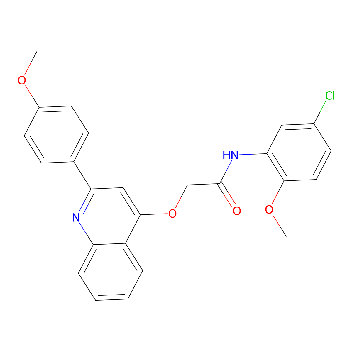N-(5-chloro-2-methoxyphenyl)-2-{[2-(4-methoxyphenyl)quinolin-4-yl]oxy}acetamide molecular structure, CAS 1114657-96-3